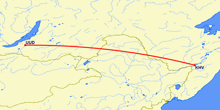 перелет Хабаровск — Улан Удэ на карте