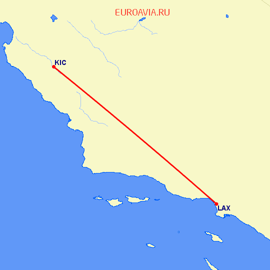 перелет King City — Лос Анджелес на карте