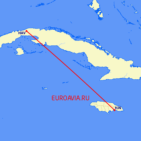 перелет Кингстоун — Гавана на карте