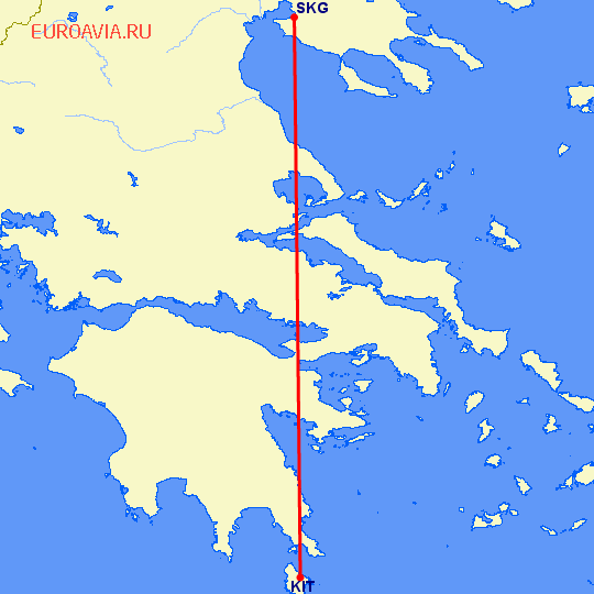 перелет Китира — Салоники на карте