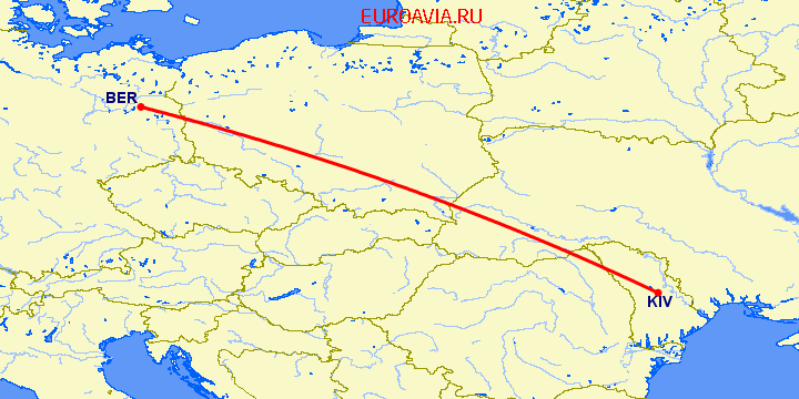 перелет Кишинев — Берлин на карте