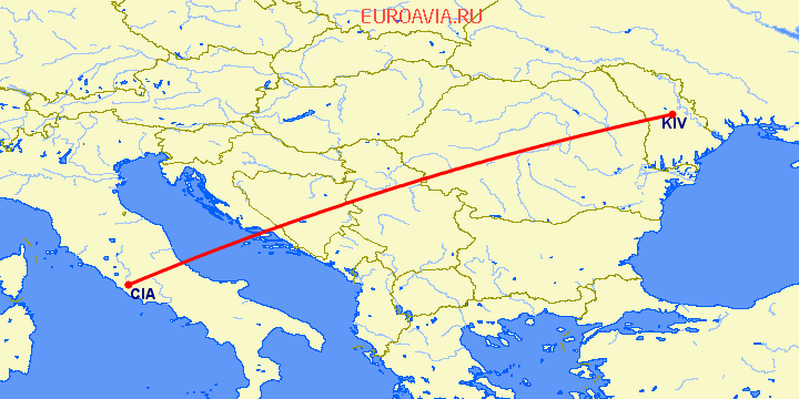 перелет Кишинев — Рим на карте