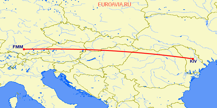 перелет Кишинев — Мемминген на карте