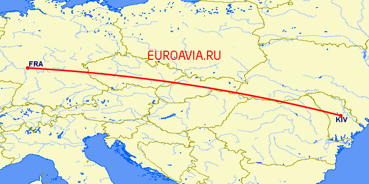 перелет Кишинев — Франкфурт на Майне на карте