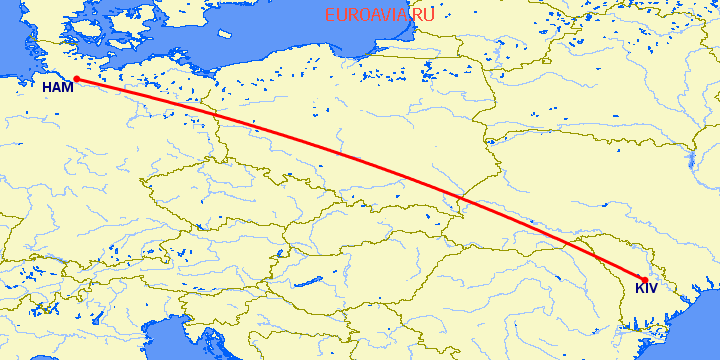 перелет Кишинев — Гамбург на карте