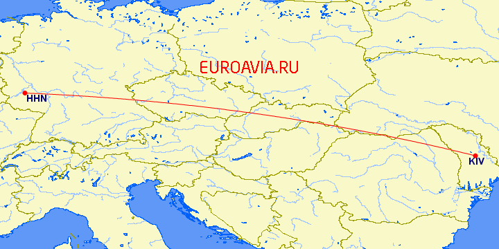 перелет Кишинев — Hahn на карте