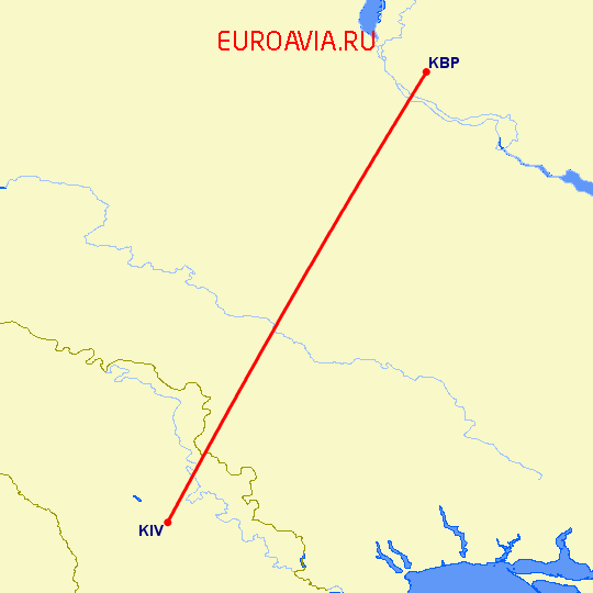 перелет Кишинев — Киев на карте