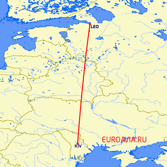 перелет Кишинев — Санкт Петербург на карте