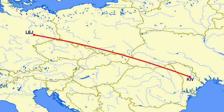 перелет Кишинев — Лейпциг Галле на карте