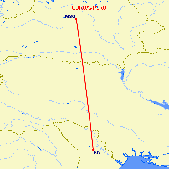 перелет Кишинев — Минск на карте