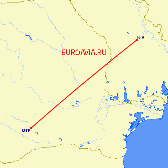 перелет Кишинев — Бухарест на карте