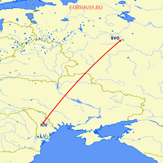 перелет Кишинев — Москва на карте