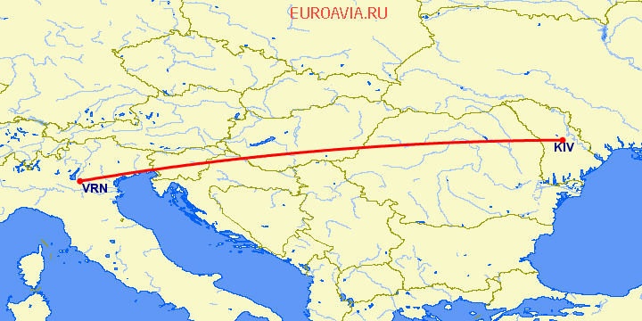 перелет Кишинев — Верона на карте