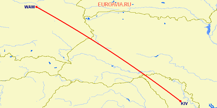 перелет Кишинев — Варшава на карте
