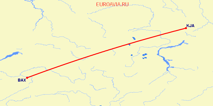 перелет Красноярск — Барнаул на карте