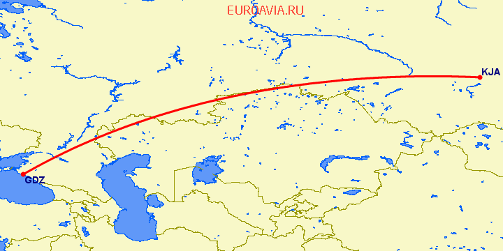 перелет Красноярск — Геленджик на карте