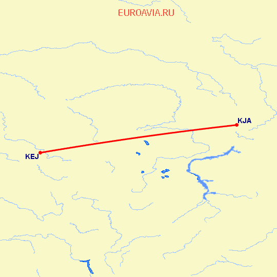 перелет Красноярск — Кемерово на карте