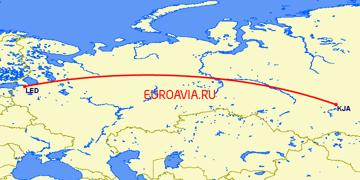перелет Красноярск — Санкт Петербург на карте