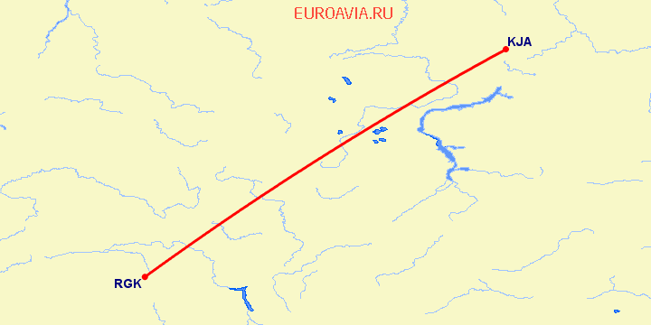 перелет Красноярск — Горно-Алтайск на карте