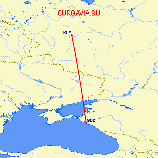 перелет Калуга — Геленджик на карте