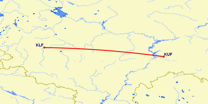 перелет Калуга — Самара на карте