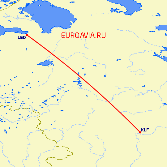 перелет Калуга — Санкт Петербург на карте