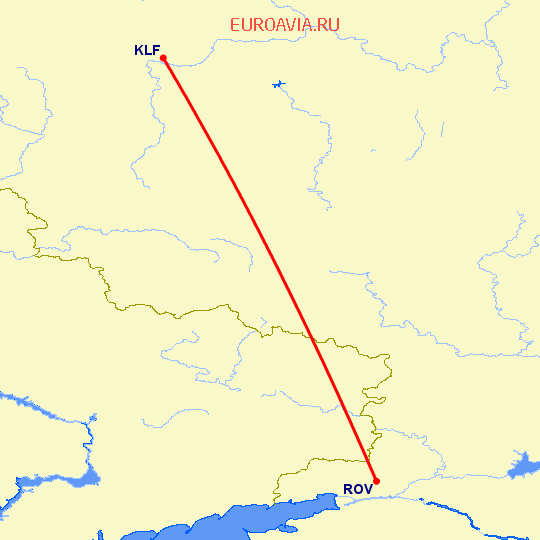 перелет Калуга — Ростов на карте