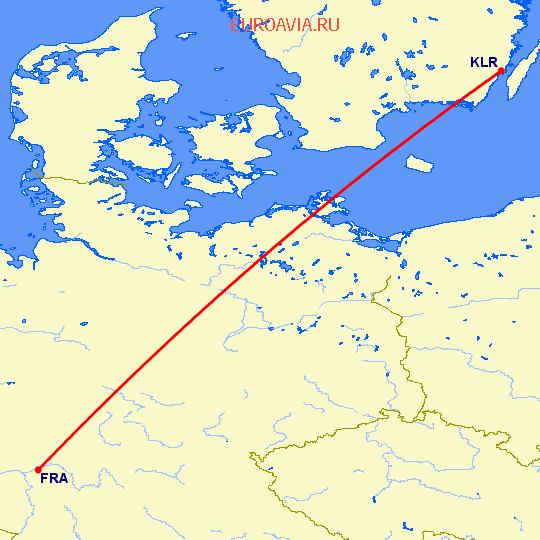 перелет Кальмар — Франкфурт на Майне на карте