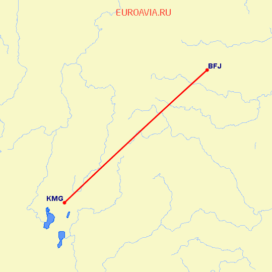 перелет Кунминг — Ба на карте