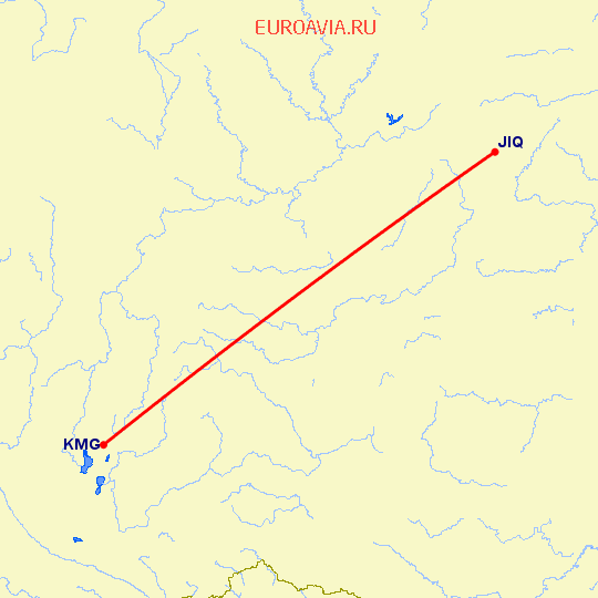 перелет Кунминг — Qianjiang на карте