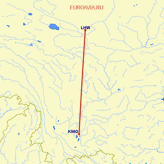 перелет Кунминг — Ланчжоу на карте
