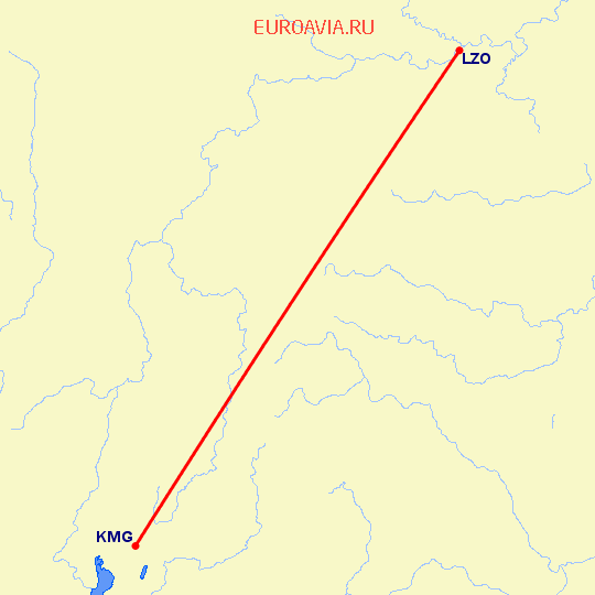 перелет Кунминг — Лужчоу на карте