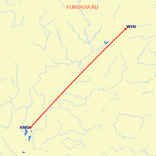 перелет Кунминг — Wanxian на карте