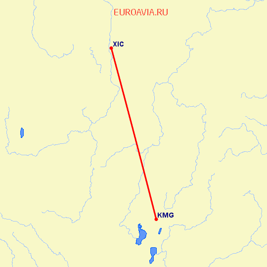 перелет Кунминг — Хайчэн на карте