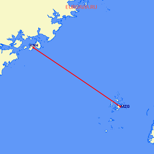 перелет Кинмень — Макунг на карте