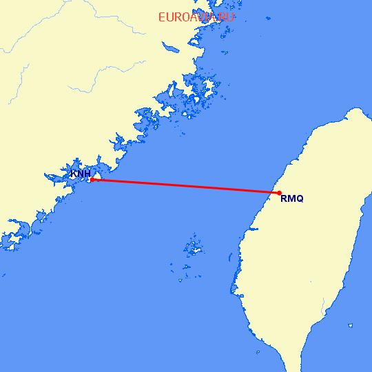 перелет Кинмень — Тайчунг на карте