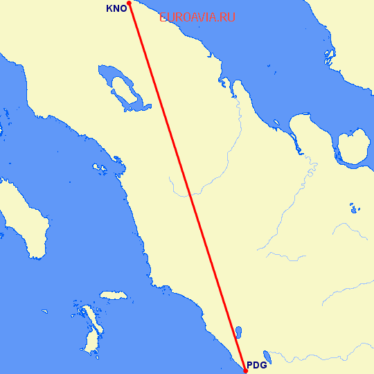 перелет Медан — Паданг на карте