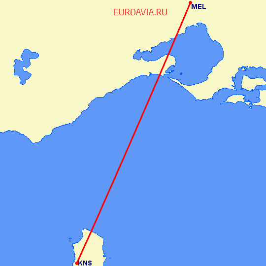 перелет Кинг Айленд — Мельбурн на карте