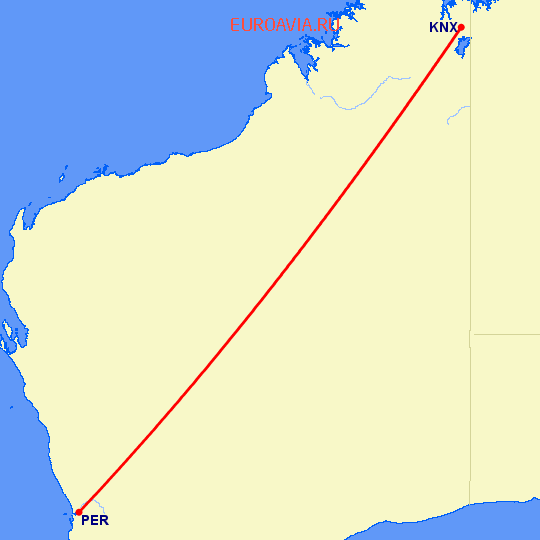 перелет Кунунурра — Перт на карте