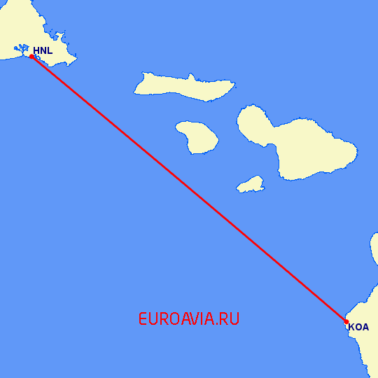 перелет Кона — Гонолулу на карте