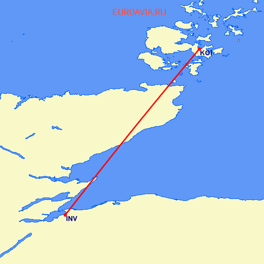 перелет Orkney Island — Inverness на карте