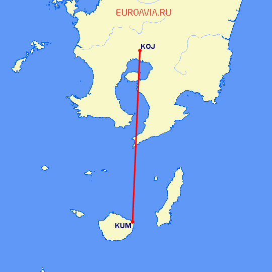 перелет Кагошима — Yakushima на карте