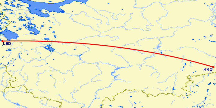 перелет Курган — Санкт Петербург на карте