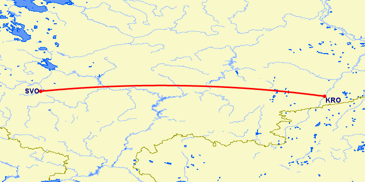 перелет Курган — Москва на карте