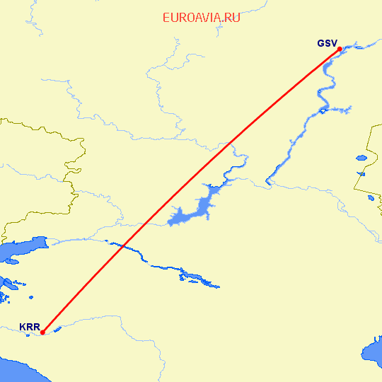 перелет Краснодар — Саратов на карте