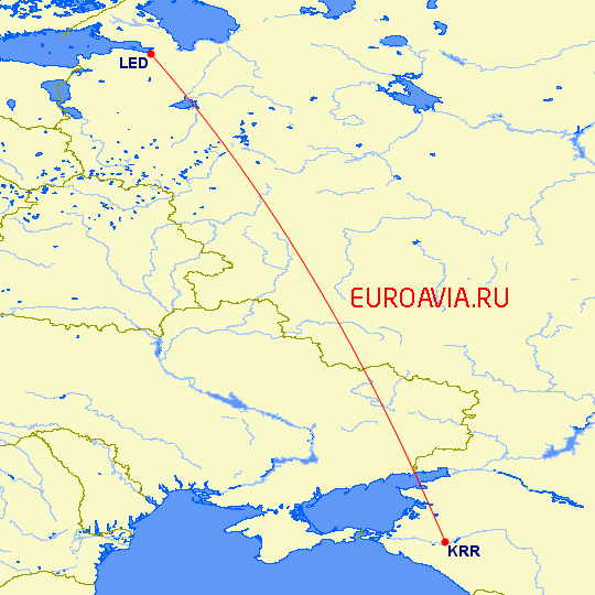 перелет Краснодар — Санкт Петербург на карте