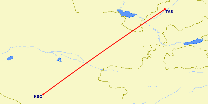 перелет Карши — Ташкент на карте