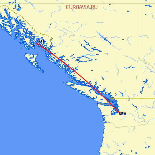 перелет Кетчикан — Сиэтл на карте