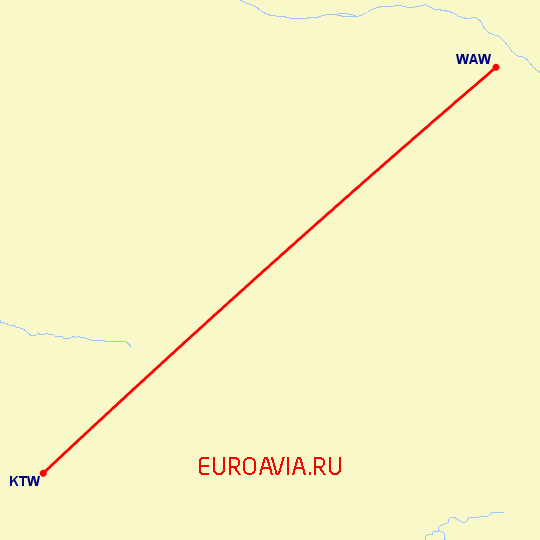 перелет Катовице — Варшава на карте