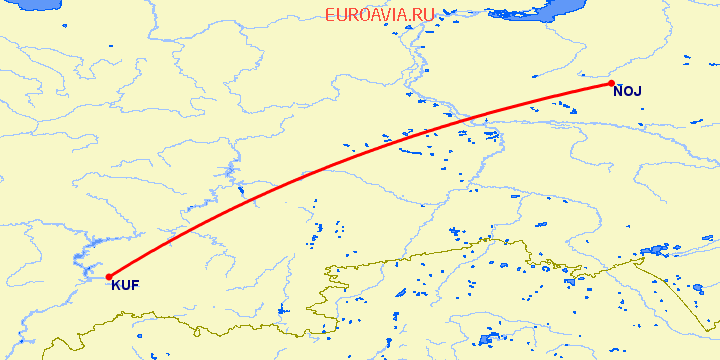 перелет Самара — Ноябрьск на карте